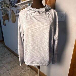Athleta women’s space dye hoodie light Heather gray size large athletic gym work